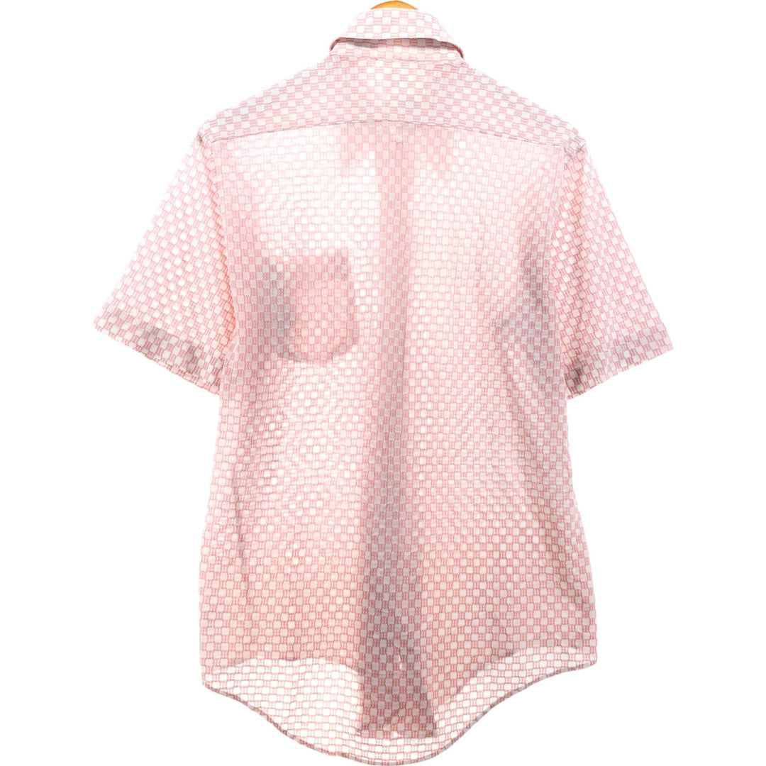 70'S THE KNIT SHIRT FOR DRESS OR SPORT short sleeve check shirt men's M size vintage unclear red type Vintage Second Hand