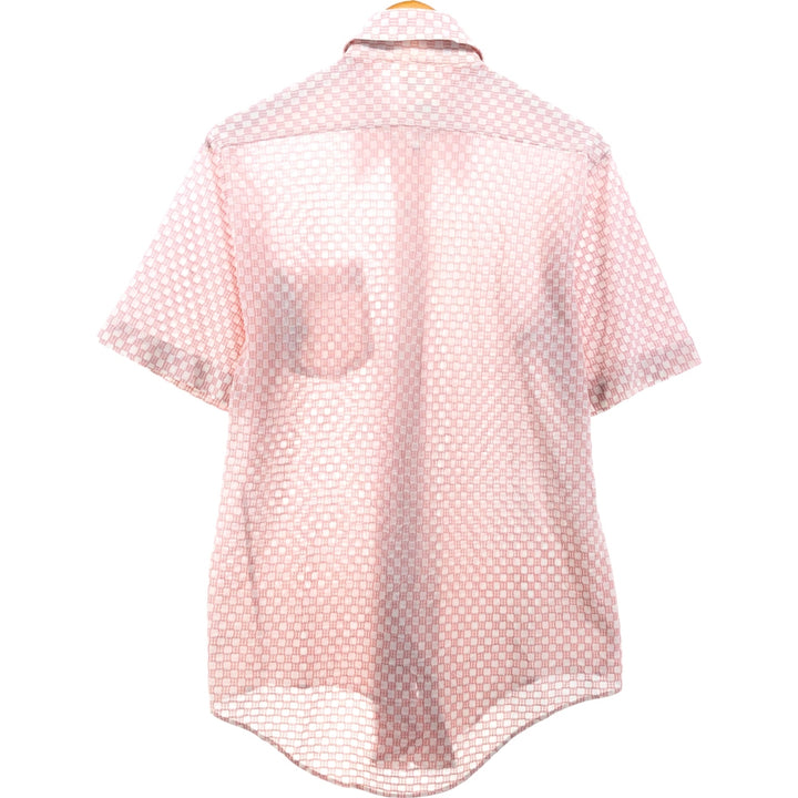 70'S THE KNIT SHIRT FOR DRESS OR SPORT short sleeve check shirt men's M size vintage unclear red type Vintage Second Hand