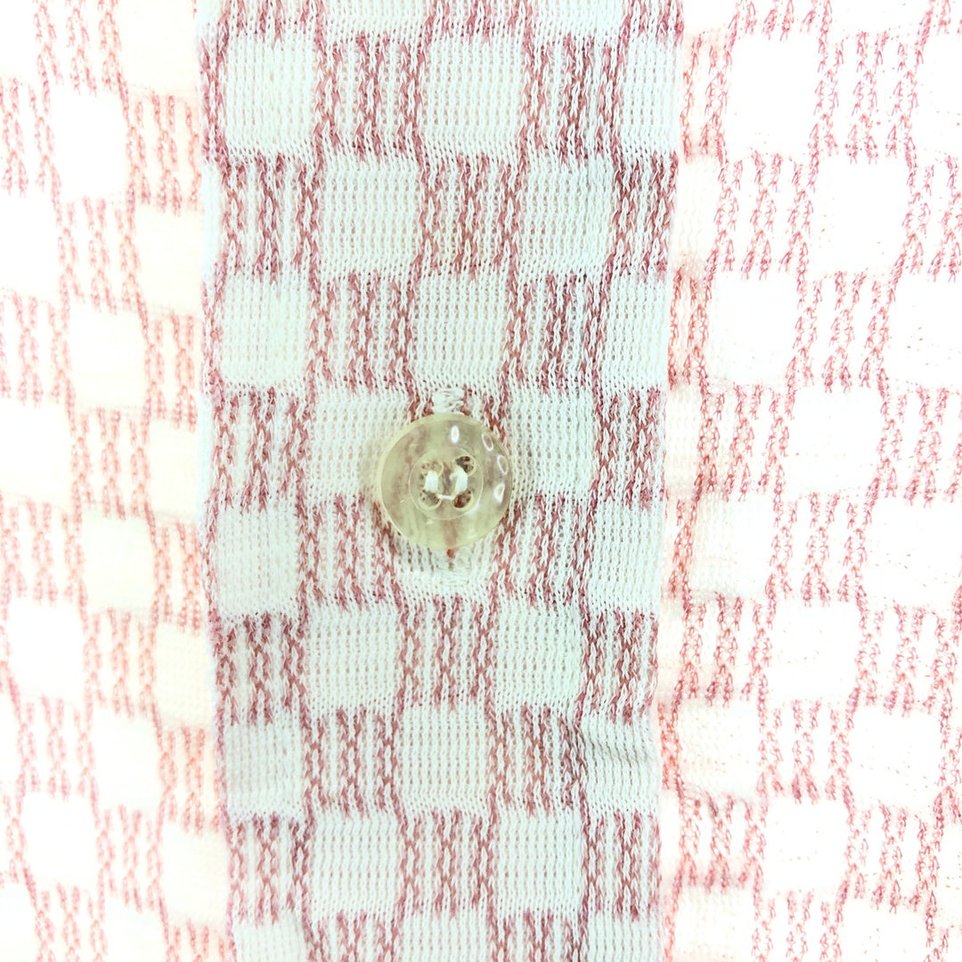 70'S THE KNIT SHIRT FOR DRESS OR SPORT short sleeve check shirt men's M size vintage unclear red type Vintage Second Hand