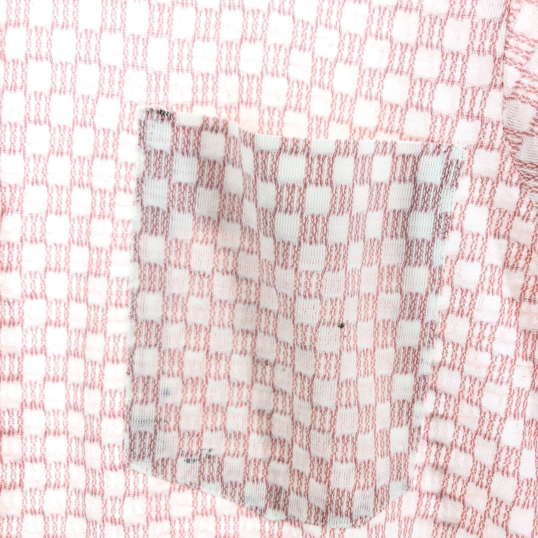 70'S THE KNIT SHIRT FOR DRESS OR SPORT short sleeve check shirt men's M size vintage unclear red type Vintage Second Hand