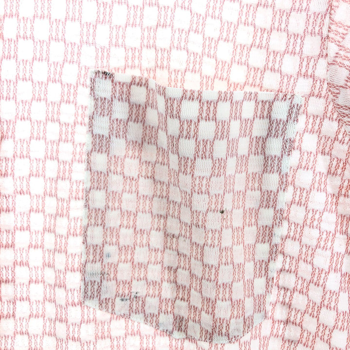 70'S THE KNIT SHIRT FOR DRESS OR SPORT short sleeve check shirt men's M size vintage unclear red type Vintage Second Hand