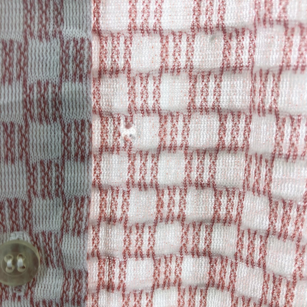 70'S THE KNIT SHIRT FOR DRESS OR SPORT short sleeve check shirt men's M size vintage unclear red type Vintage Second Hand