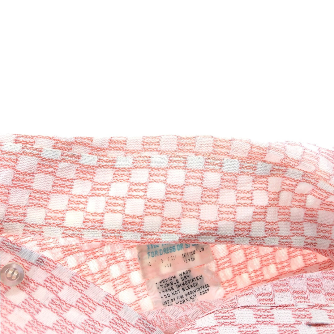 70'S THE KNIT SHIRT FOR DRESS OR SPORT short sleeve check shirt men's M size vintage unclear red type Vintage Second Hand