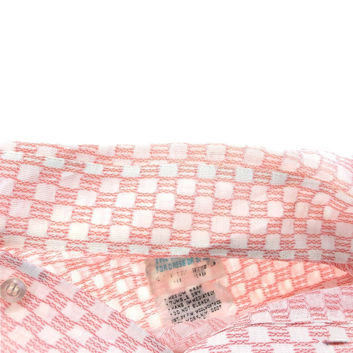 70'S THE KNIT SHIRT FOR DRESS OR SPORT short sleeve check shirt men's M size vintage unclear red type Vintage Second Hand