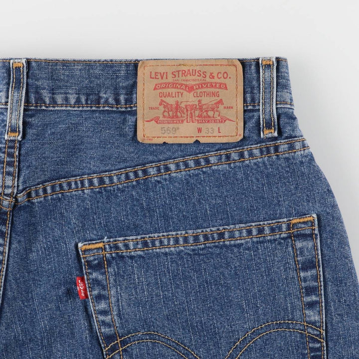 Levi's 569 LOOSE STRAIGHT denim shorts, half pants, men's w35 equivalent cotton blue type Vintage Second Hand