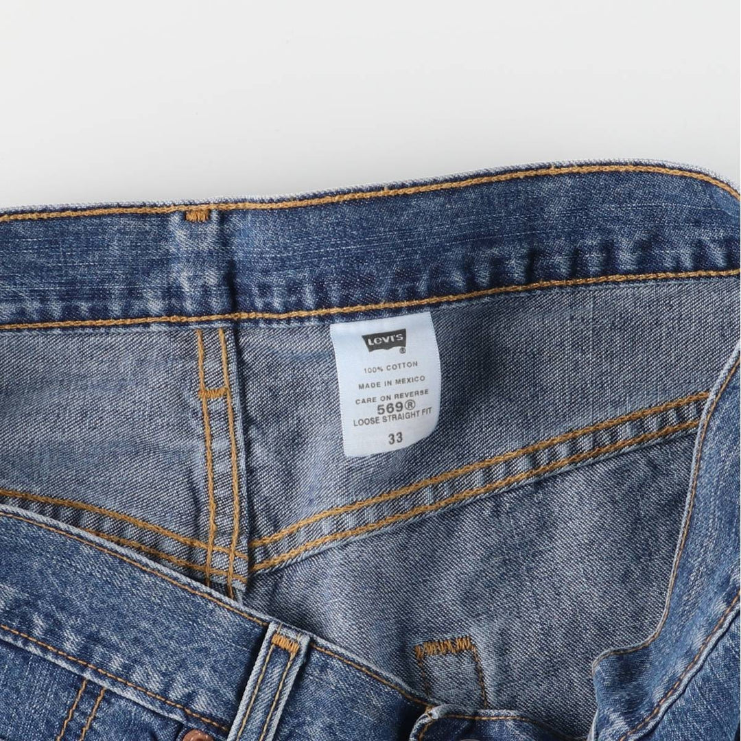 Levi's 569 LOOSE STRAIGHT denim shorts, half pants, men's w35 equivalent cotton blue type Vintage Second Hand