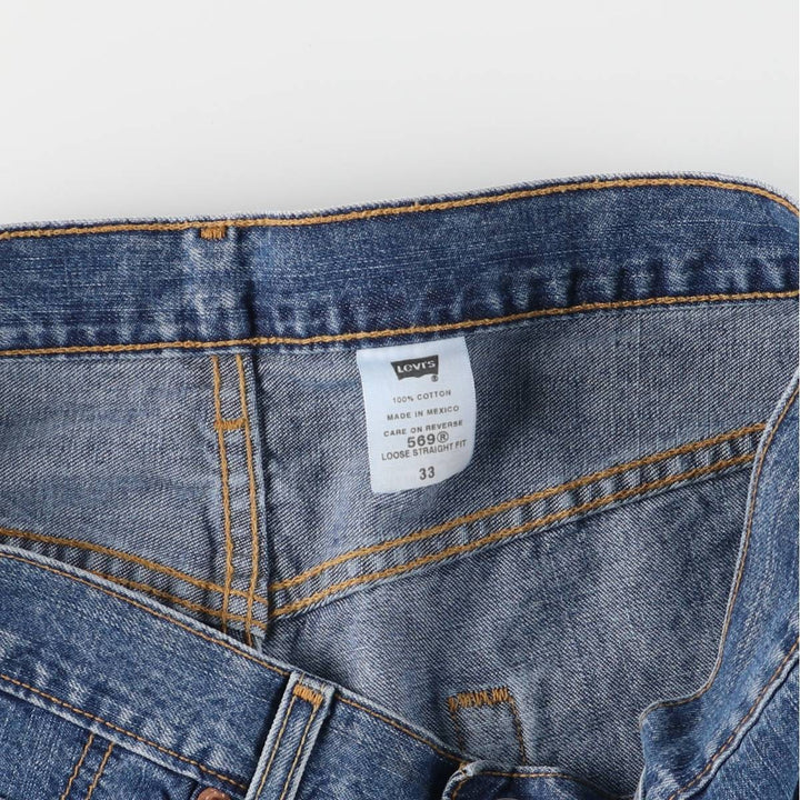 Levi's 569 LOOSE STRAIGHT denim shorts, half pants, men's w35 equivalent cotton blue type Vintage Second Hand