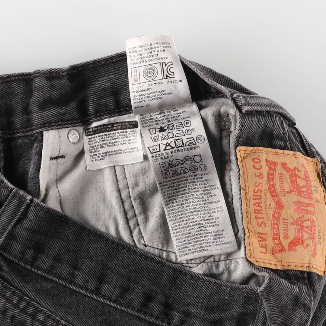 Levi's 505 Black Denim Tapered Denim Pants for Men, W31 equivalent cotton black type Vintage Second Hand