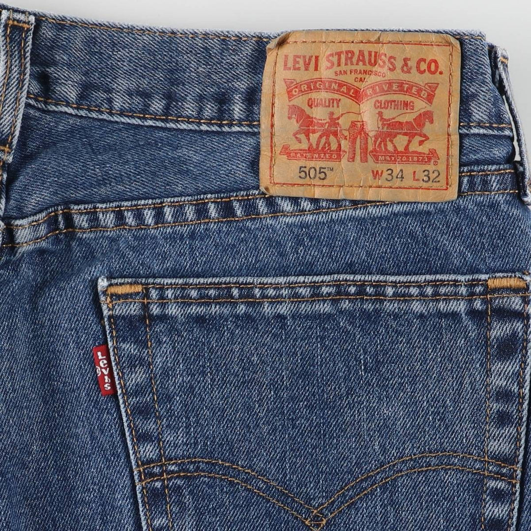 Levi's 505 tapered denim pants for men, size W34 cotton blue type Vintage Second Hand