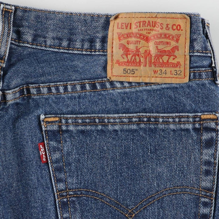 Levi's 505 tapered denim pants for men, size W34 cotton blue type Vintage Second Hand