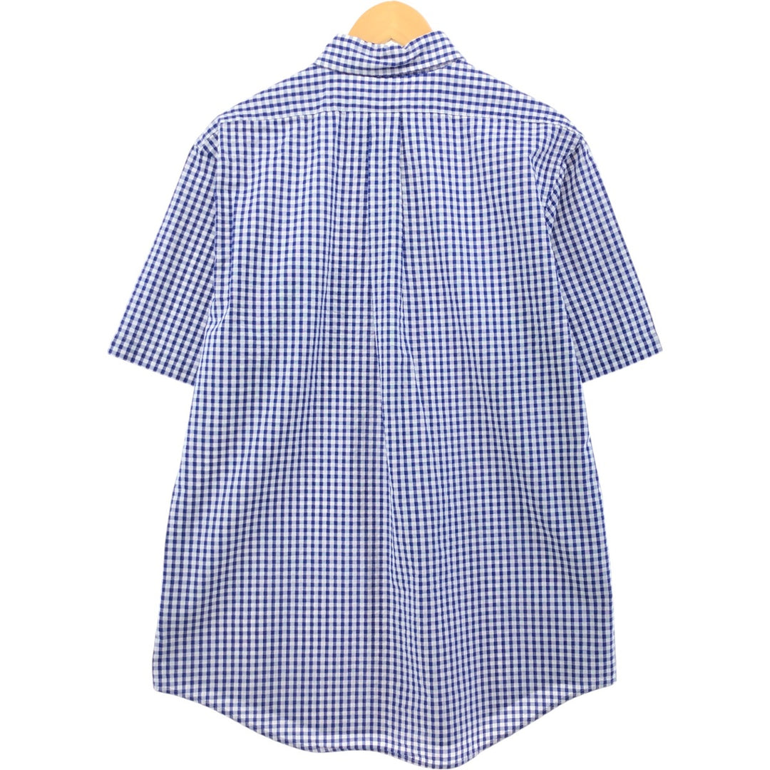 Brooks Brothers 1818 REGENT Gingham Check Seersucker Short Sleeve Button-Down Check Shirt Men's Size L cotton blue type Vintage Second Hand