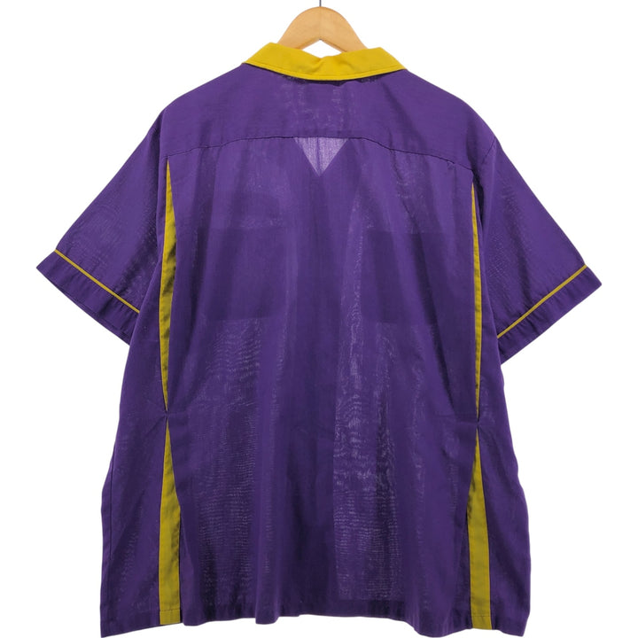 00'S Hilton Open Collar Bowling Shirt Box Shirt Men's XL Size cotton purple type Vintage Second Hand