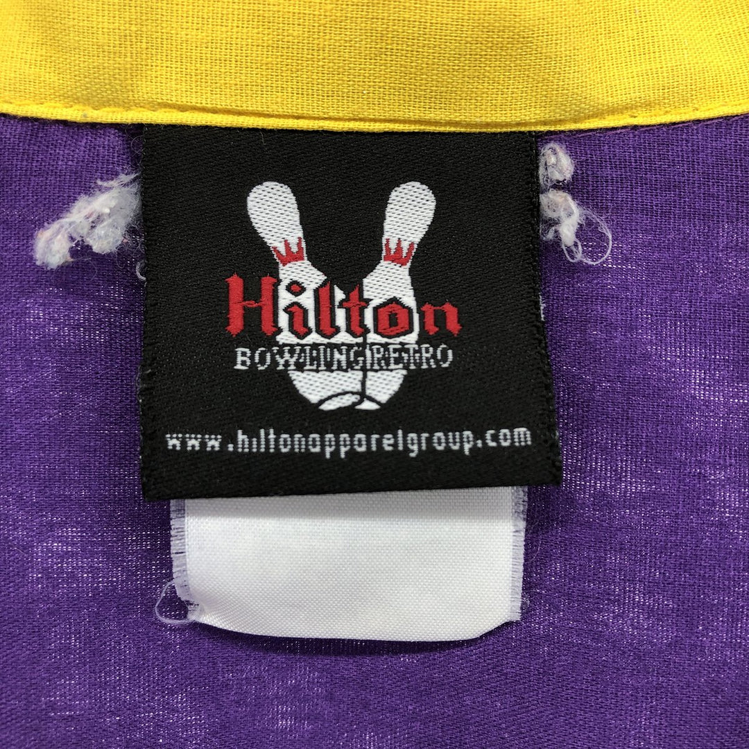 00'S Hilton Open Collar Bowling Shirt Box Shirt Men's XL Size cotton purple type Vintage Second Hand