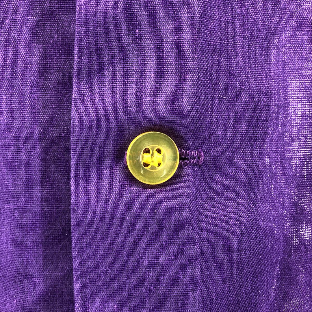 00'S Hilton Open Collar Bowling Shirt Box Shirt Men's XL Size cotton purple type Vintage Second Hand