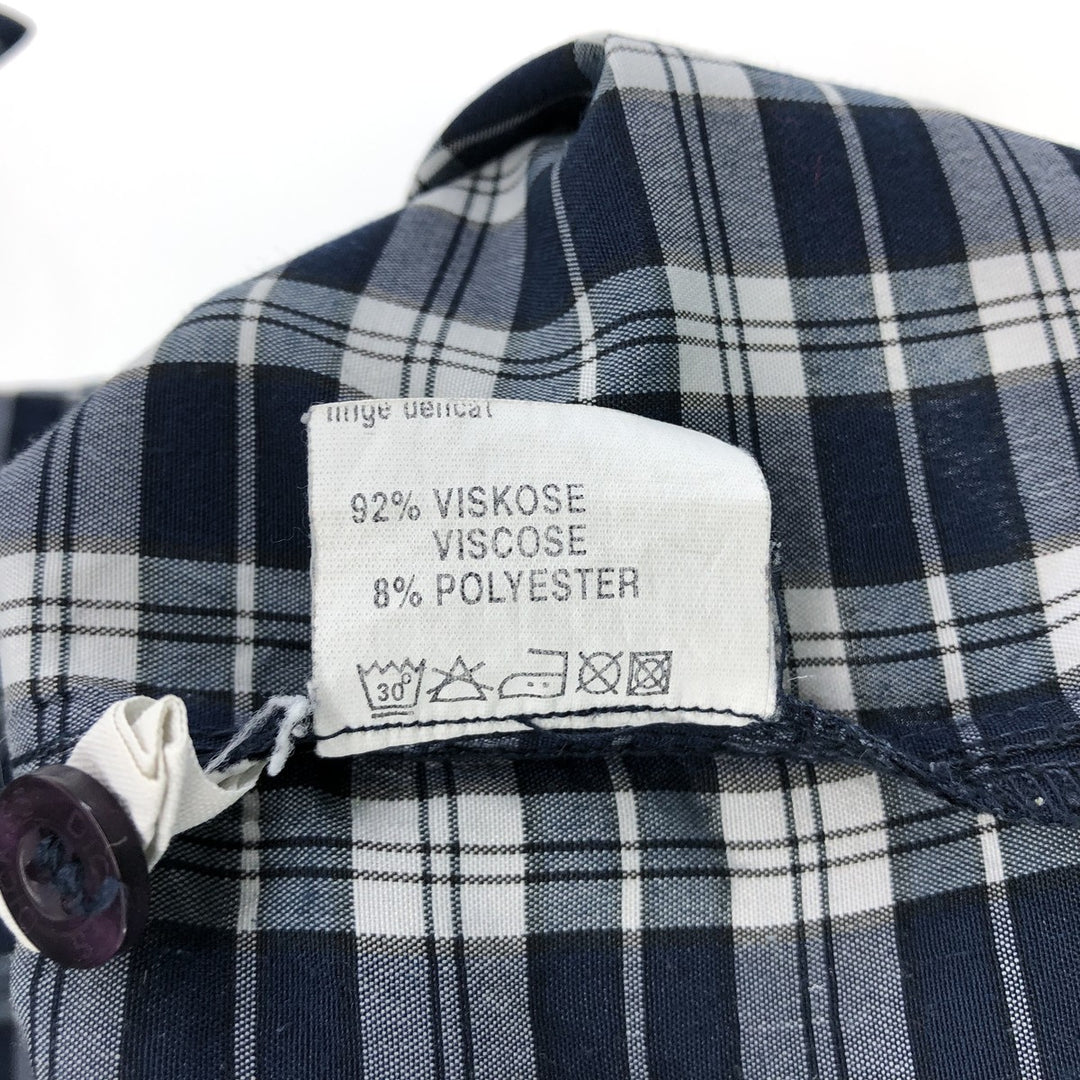 Dickies Check Pattern Short Sleeve Work Shirt Box Shirt Men's M Size Viscose blue type Vintage Second Hand