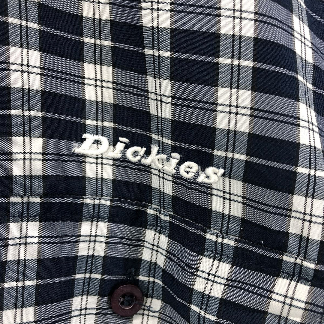 Dickies Check Pattern Short Sleeve Work Shirt Box Shirt Men's M Size Viscose blue type Vintage Second Hand