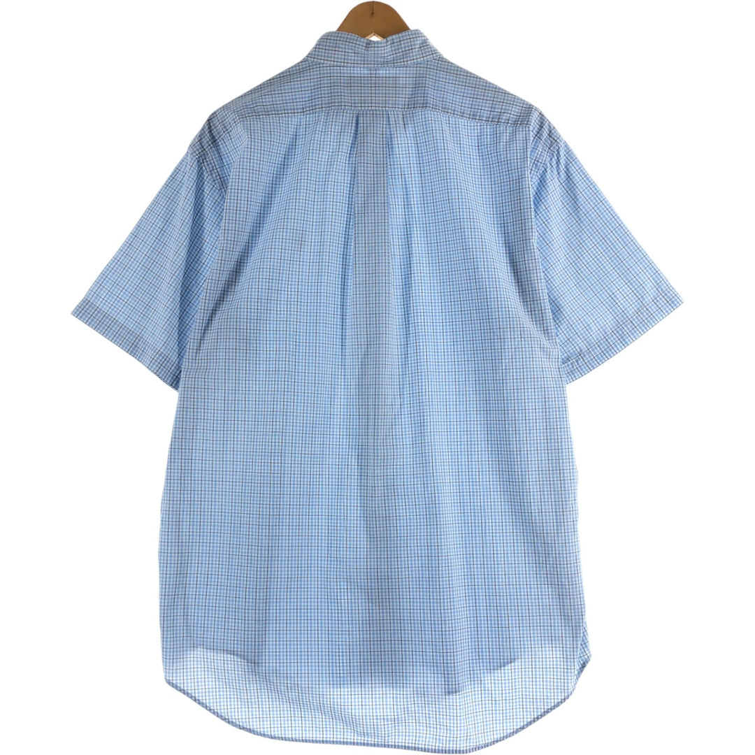 Ralph Lauren BLAKE short sleeve button down check shirt, men's size M cotton Blue type light blue Vintage Second Hand