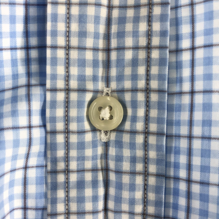 Ralph Lauren BLAKE short sleeve button down check shirt, men's size M cotton Blue type light blue Vintage Second Hand
