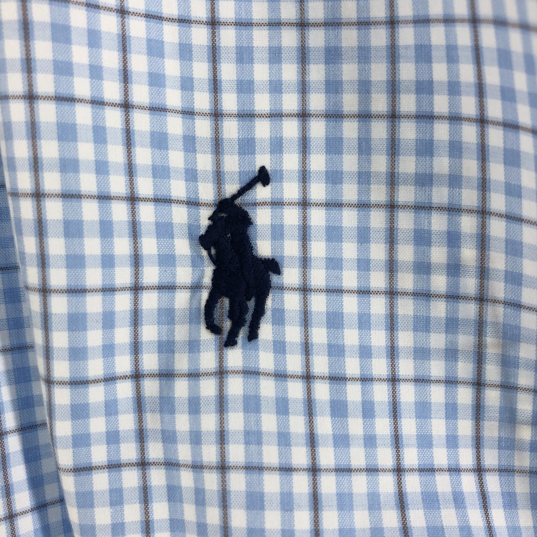 Ralph Lauren BLAKE short sleeve button down check shirt, men's size M cotton Blue type light blue Vintage Second Hand