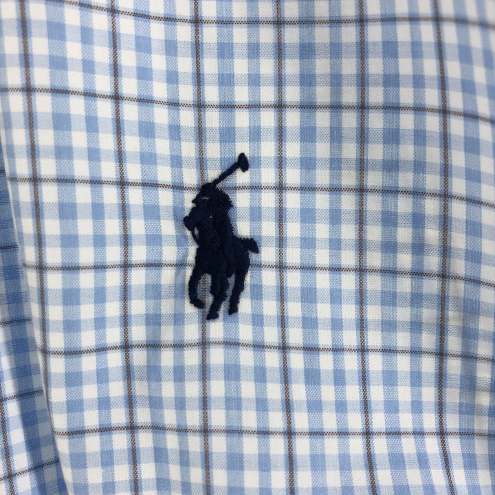 Ralph Lauren BLAKE short sleeve button down check shirt, men's size M cotton Blue type light blue Vintage Second Hand