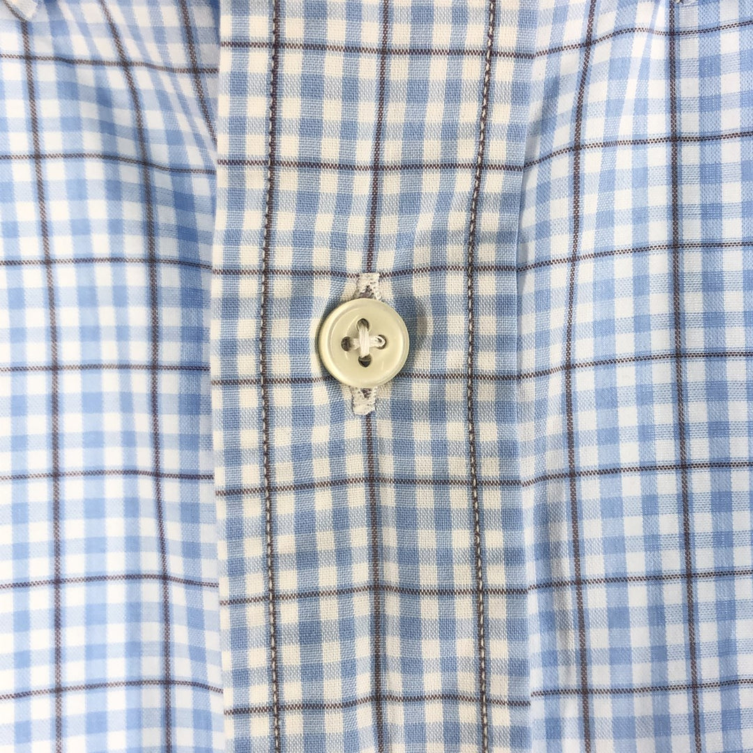 Ralph Lauren BLAKE short sleeve button down check shirt, men's size M cotton Blue type light blue Vintage Second Hand