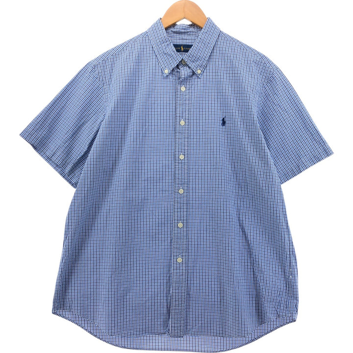 Ralph Lauren short sleeve button down check shirt, men's XL size cotton blue type Vintage Second Hand