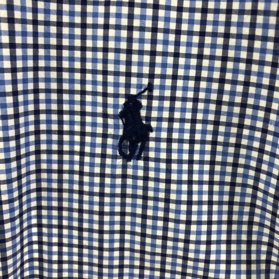 Ralph Lauren short sleeve button down check shirt, men's XL size cotton blue type Vintage Second Hand
