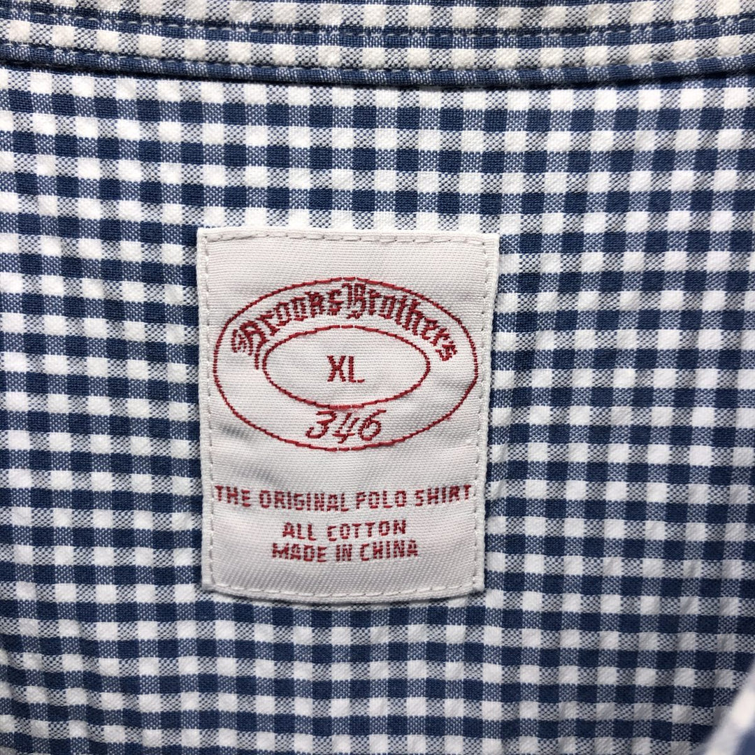 Brooks Brothers 346 Gingham Check Seersucker Short Sleeve Check Shirt cotton white type Vintage Second Hand