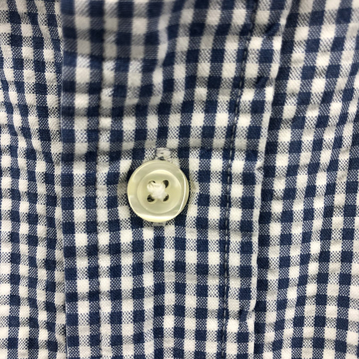 Brooks Brothers 346 Gingham Check Seersucker Short Sleeve Check Shirt cotton white type Vintage Second Hand