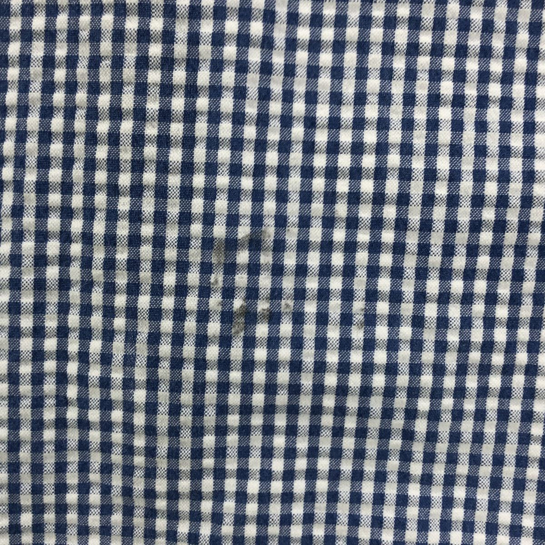 Brooks Brothers 346 Gingham Check Seersucker Short Sleeve Check Shirt cotton white type Vintage Second Hand