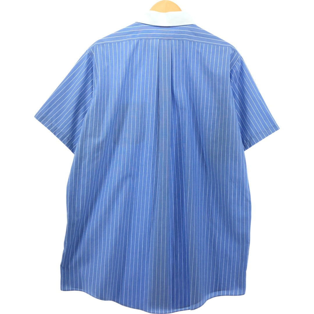 Brooks Brothers Est.1818 Short Sleeve Cotton Striped Shirt Cleric Shirt Men's L Size cotton blue type Vintage Second Hand