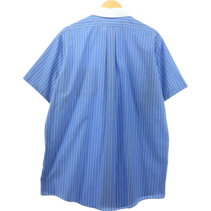 Brooks Brothers Est.1818 Short Sleeve Cotton Striped Shirt Cleric Shirt Men's L Size cotton blue type Vintage Second Hand