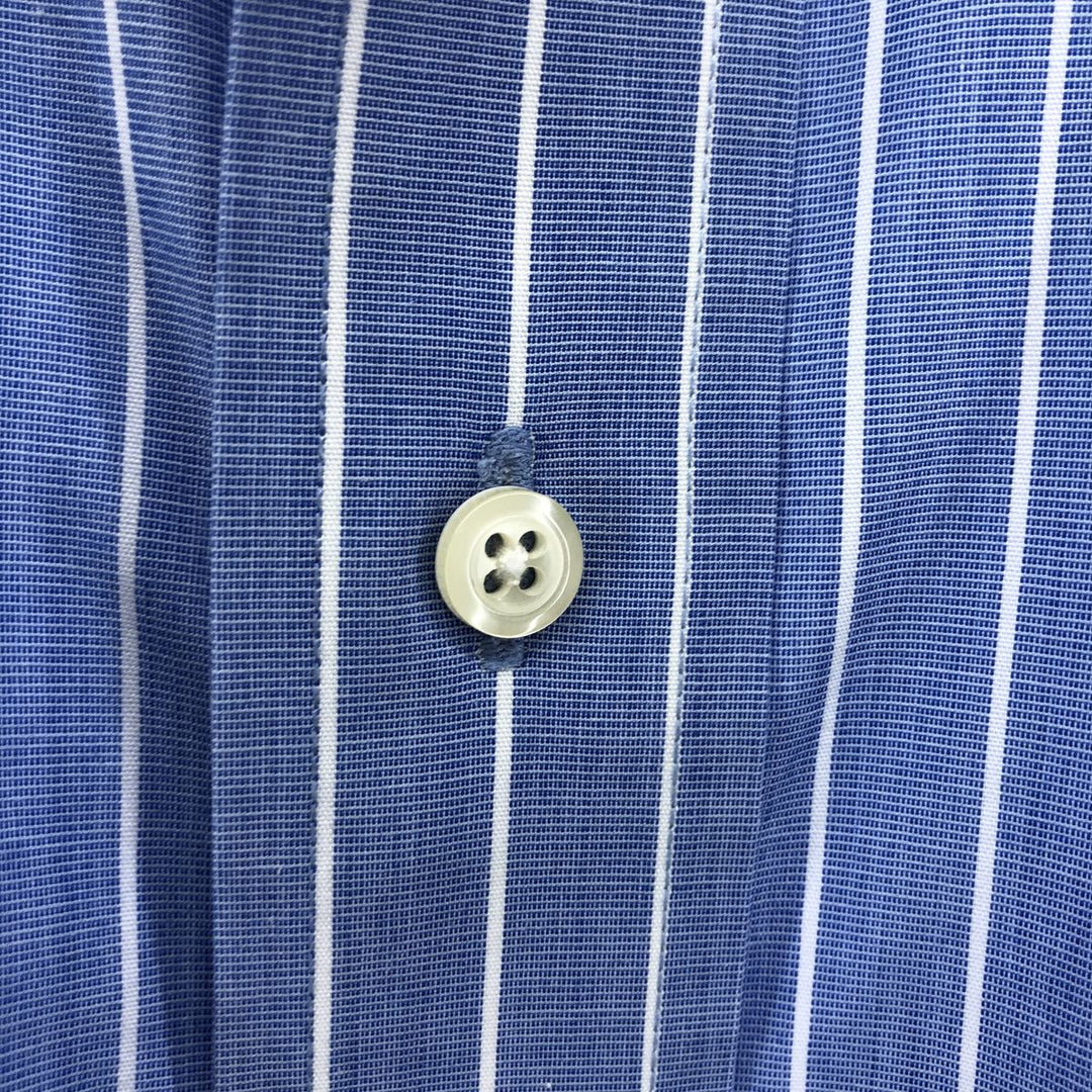 Brooks Brothers Est.1818 Short Sleeve Cotton Striped Shirt Cleric Shirt Men's L Size cotton blue type Vintage Second Hand