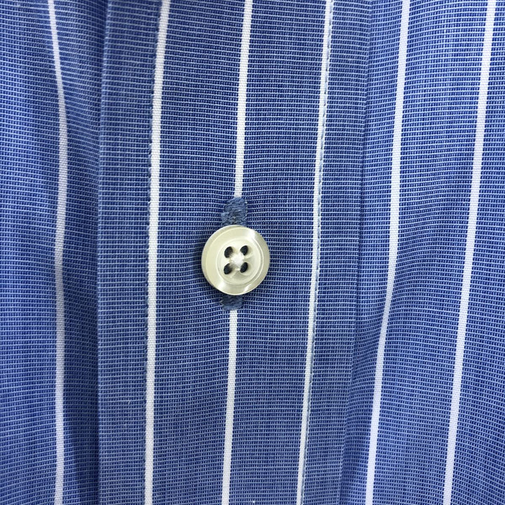 Brooks Brothers Est.1818 Short Sleeve Cotton Striped Shirt Cleric Shirt Men's L Size cotton blue type Vintage Second Hand