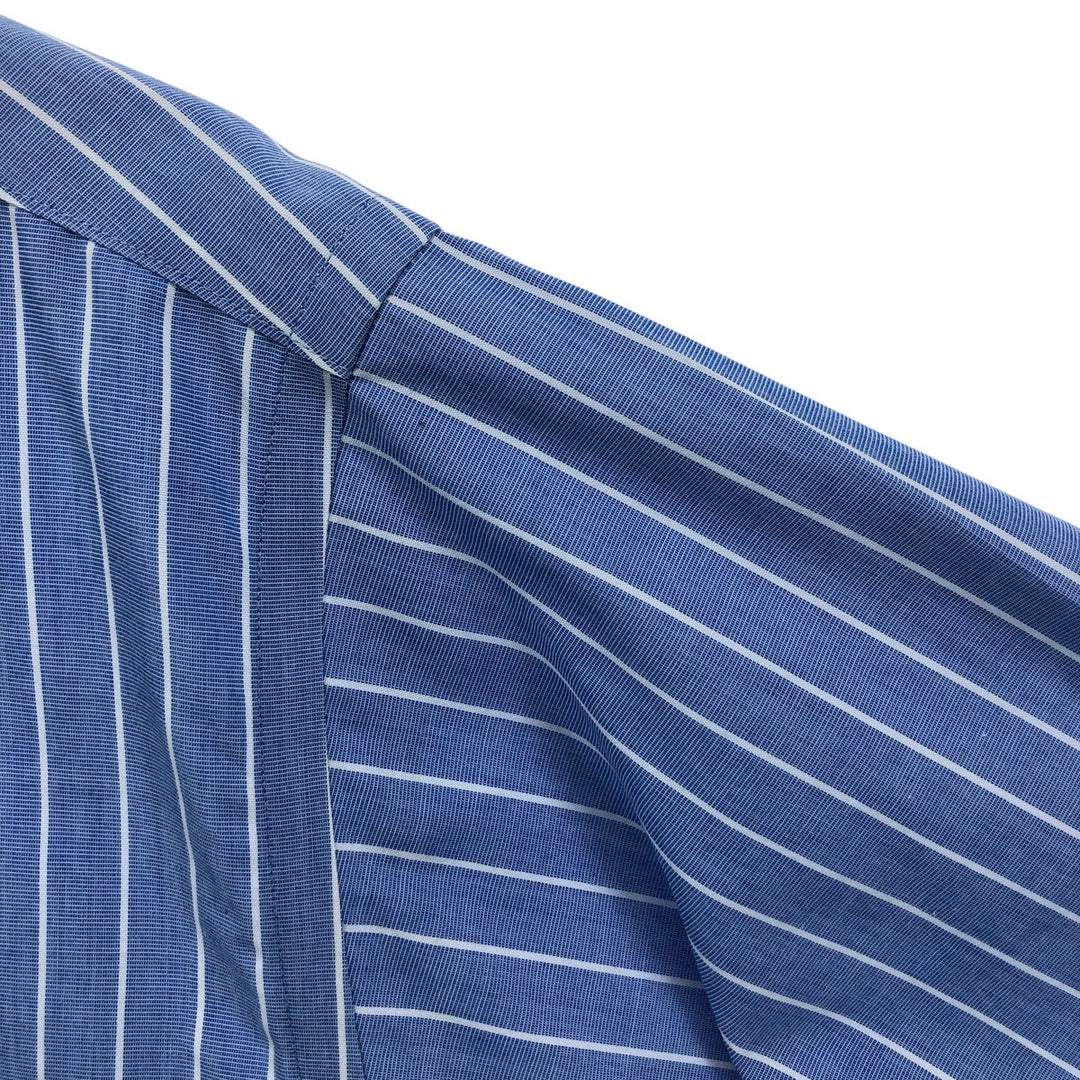 Brooks Brothers Est.1818 Short Sleeve Cotton Striped Shirt Cleric Shirt Men's L Size cotton blue type Vintage Second Hand