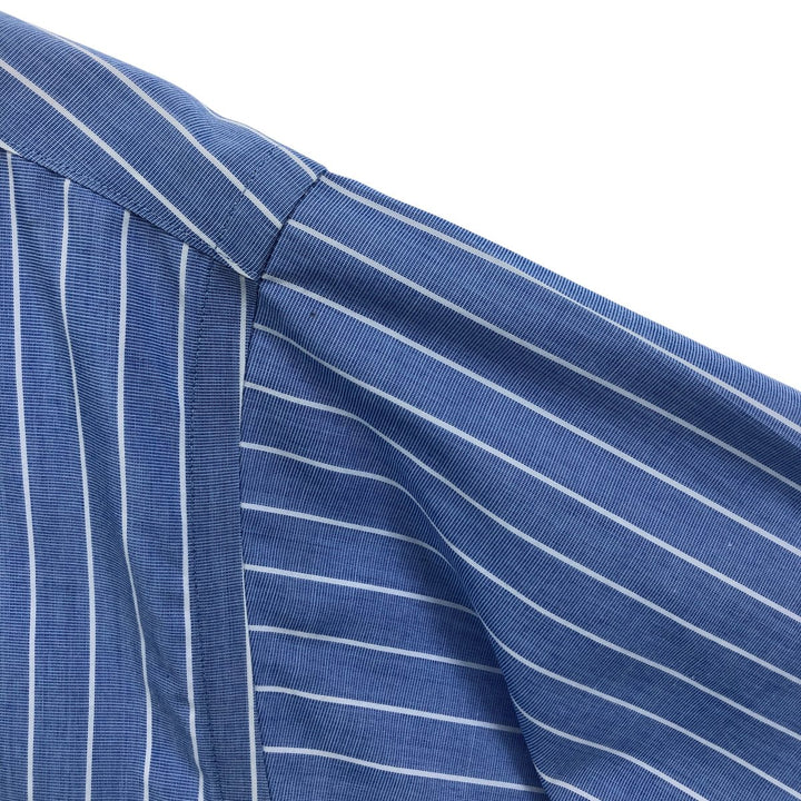 Brooks Brothers Est.1818 Short Sleeve Cotton Striped Shirt Cleric Shirt Men's L Size cotton blue type Vintage Second Hand