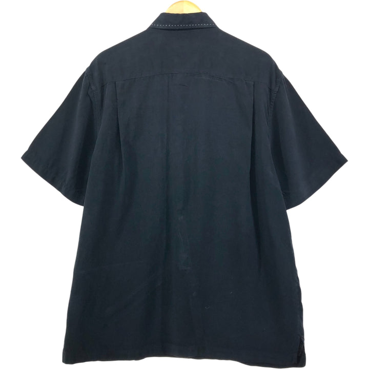 90'S Nat Nast American fit all-over print wide collar short sleeve silk shirt box shirt men's size L vintage silk black type Vintage Second Hand