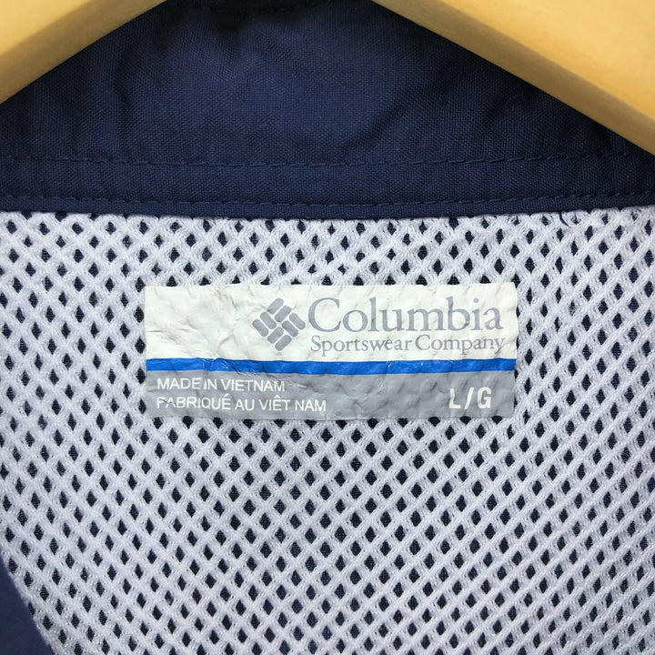 Columbia PFG OMNI-SHADE Button-down Short Sleeve Fishing Shirt, Men's Size L Nylon navy blue type Vintage Second Hand