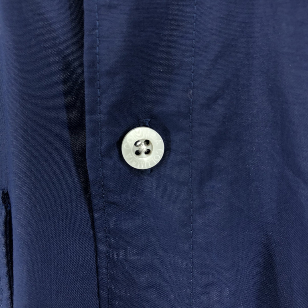 Columbia PFG OMNI-SHADE Button-down Short Sleeve Fishing Shirt, Men's Size L Nylon navy blue type Vintage Second Hand
