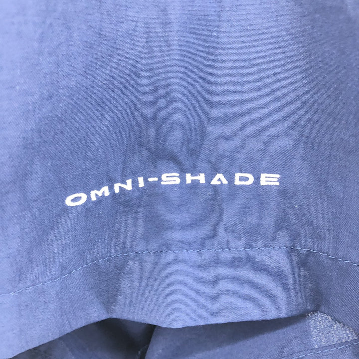 Columbia PFG OMNI-SHADE Button-down Short Sleeve Fishing Shirt, Men's Size L Nylon navy blue type Vintage Second Hand