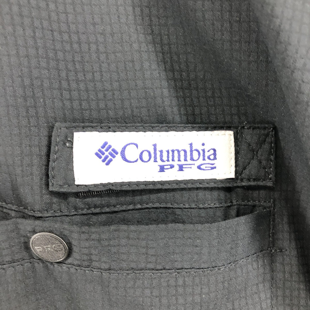 Columbia PFG OMNI-SHADE Ripstop Button-Down Short Sleeve Fishing Shirt, Men's XL polyester black type Vintage Second Hand