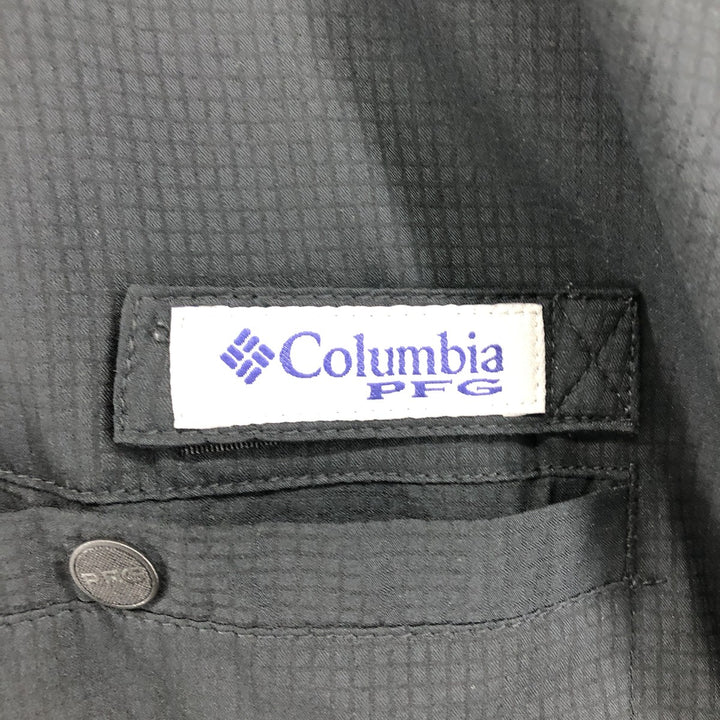 Columbia PFG OMNI-SHADE Ripstop Button-Down Short Sleeve Fishing Shirt, Men's XL polyester black type Vintage Second Hand