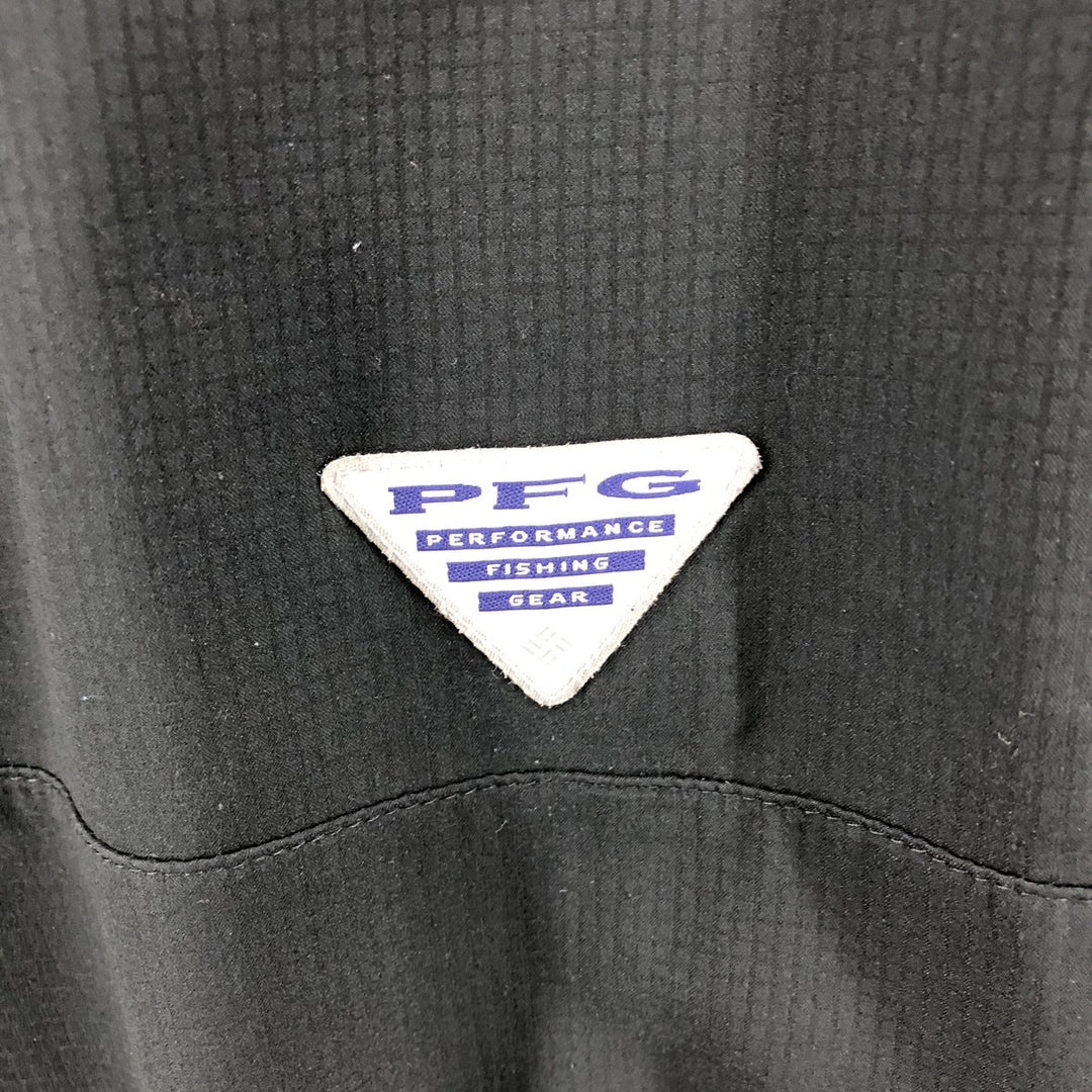 Columbia PFG OMNI-SHADE Ripstop Button-Down Short Sleeve Fishing Shirt, Men's XL polyester black type Vintage Second Hand