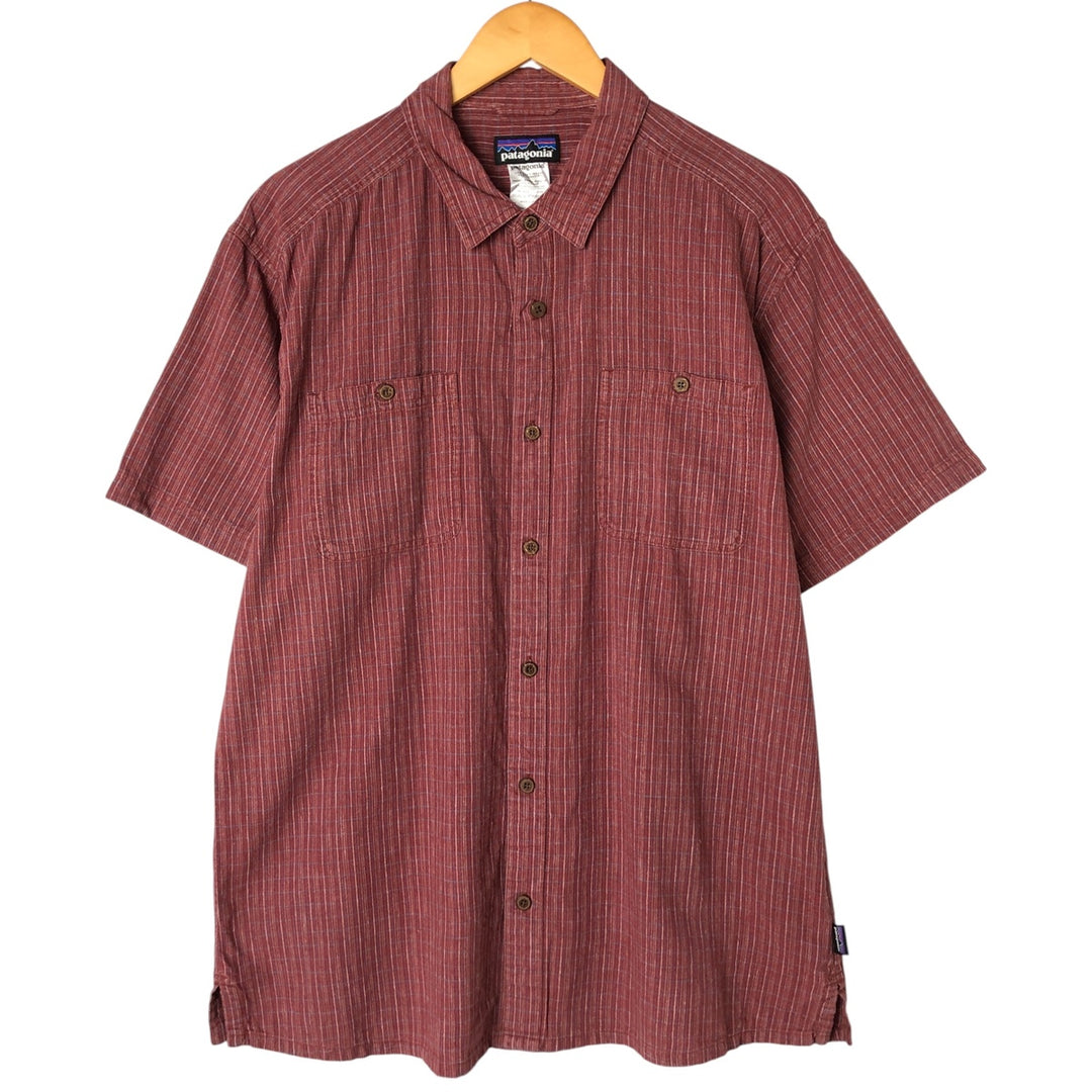 Patagonia 53139SP15 Short Sleeve Hemp x Cotton Check Shirt Box Shirt Men's XL Hemp red type Vintage Second Hand