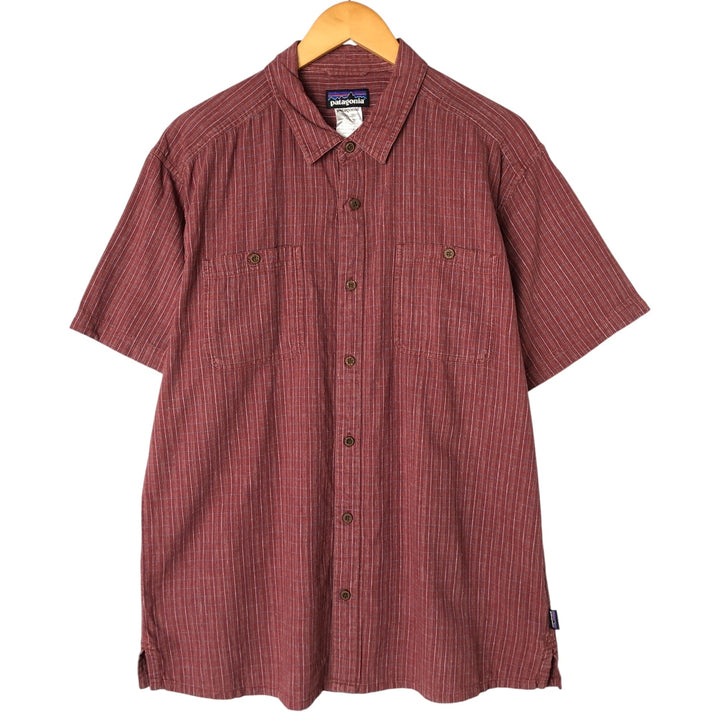 Patagonia 53139SP15 Short Sleeve Hemp x Cotton Check Shirt Box Shirt Men's XL Hemp red type Vintage Second Hand