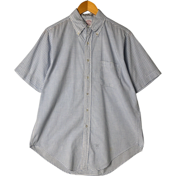 80s-90'S Brooks Brothers MAKERS Short Sleeve Button Down Check Shirt Made in USA Men's M Size Vintage cotton white type Vintage Second Hand