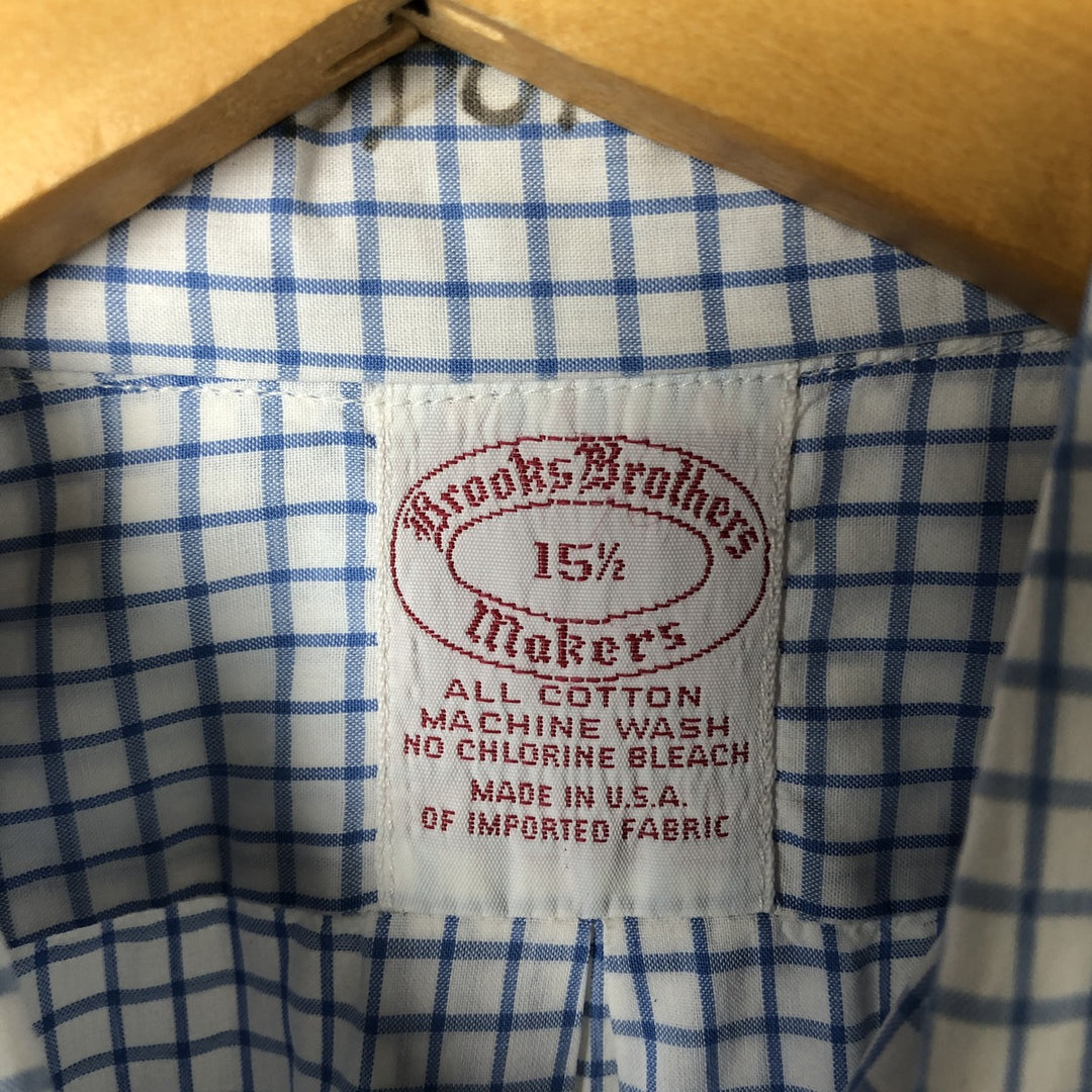 80s-90'S Brooks Brothers MAKERS Short Sleeve Button Down Check Shirt Made in USA Men's M Size Vintage cotton white type Vintage Second Hand