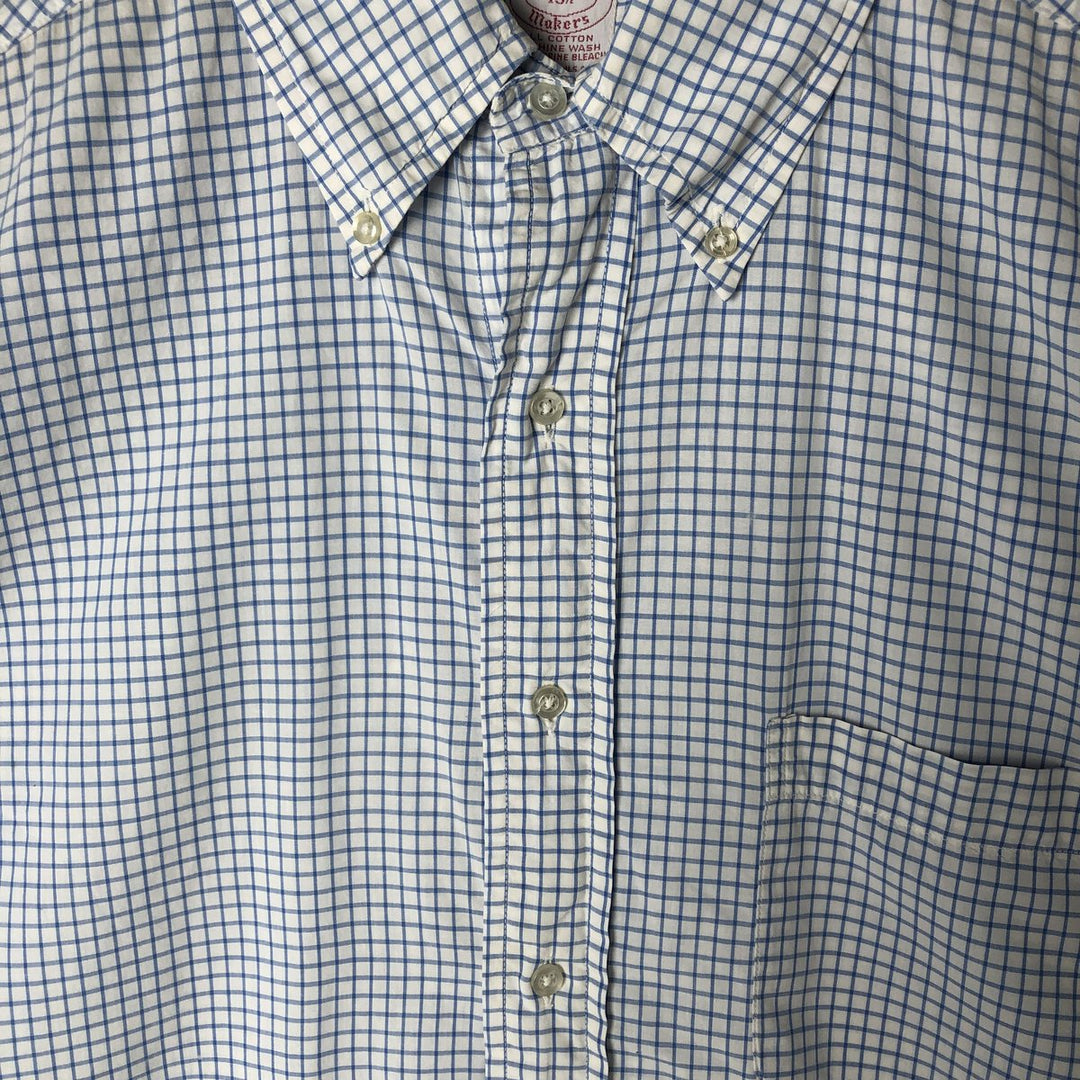 80s-90'S Brooks Brothers MAKERS Short Sleeve Button Down Check Shirt Made in USA Men's M Size Vintage cotton white type Vintage Second Hand