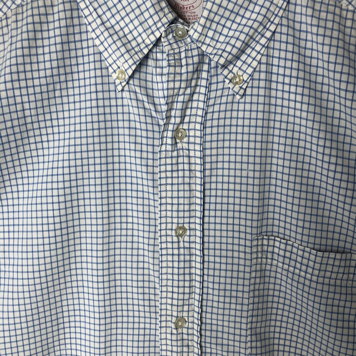 80s-90'S Brooks Brothers MAKERS Short Sleeve Button Down Check Shirt Made in USA Men's M Size Vintage cotton white type Vintage Second Hand
