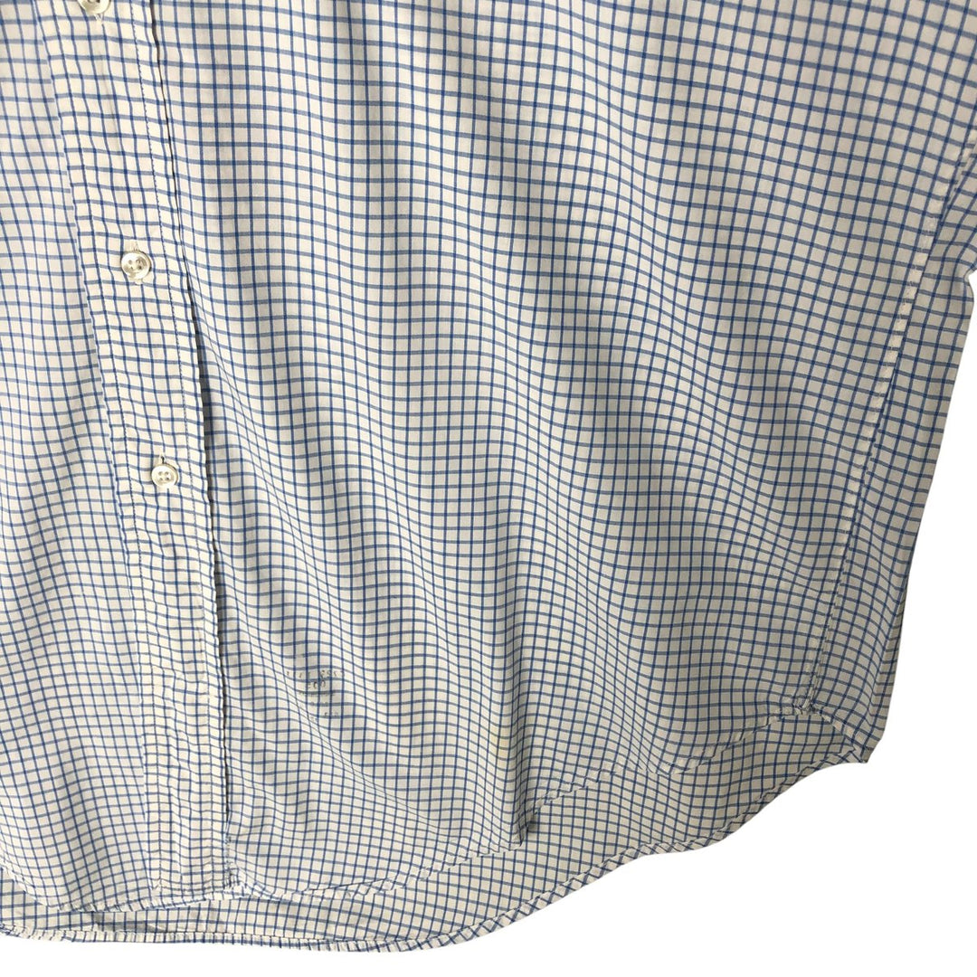 80s-90'S Brooks Brothers MAKERS Short Sleeve Button Down Check Shirt Made in USA Men's M Size Vintage cotton white type Vintage Second Hand